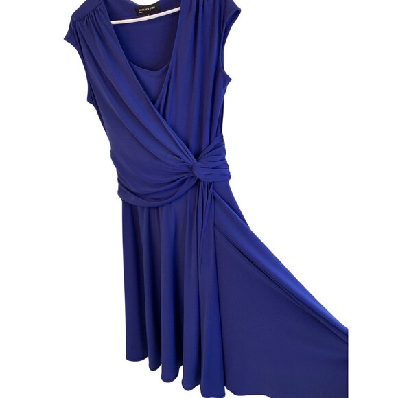 Jones New York Cerulean Blue Jersey Faux Wrap Dress Cap Sleeve Size 12 NWT  Knot